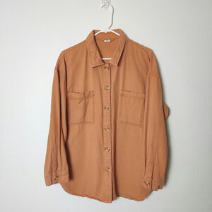 Sunday Club Clay Orange Cotton Shirt Jacket Medium Barn Shacket Chore Coat